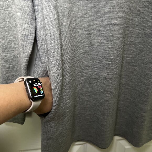 J Crew Womens Marino Wool Tunic Sweater V-Neck Small Hidden Pockets Heather Gray - Picture 4 of 9